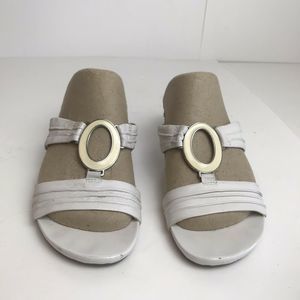 Andrew Geller White Leather Sandals